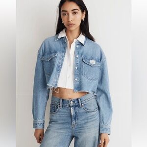 NWT Women’s Madewell x Molly Dickinson Cropped Denim Top Size Large